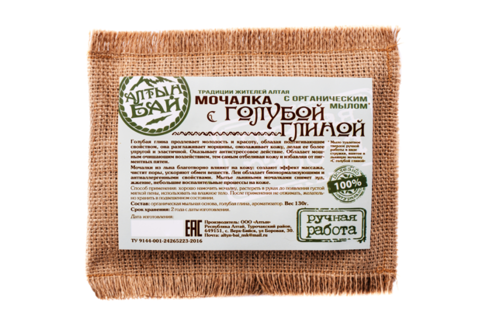Мочалка с Голубой глиной льняная с мылом